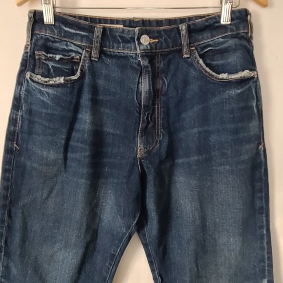 Anthropologie Pilcro The Vintage Straight Jeans Sz 27 Distressed Dark Wash NWOT - Picture 5 of 12